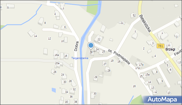 Targanice, Osiedle Podmiejskie, 26, mapa Targanice