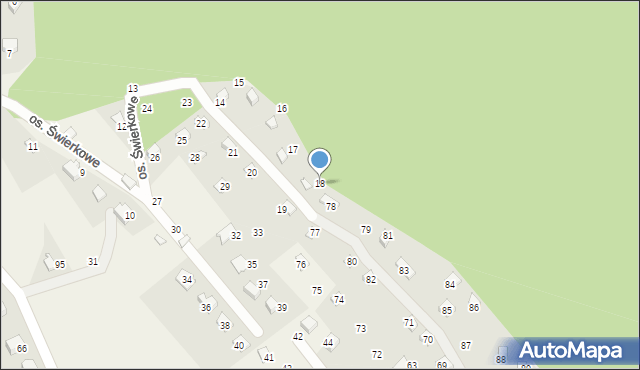 Targanice, Osiedle Świerkowe, 18, mapa Targanice