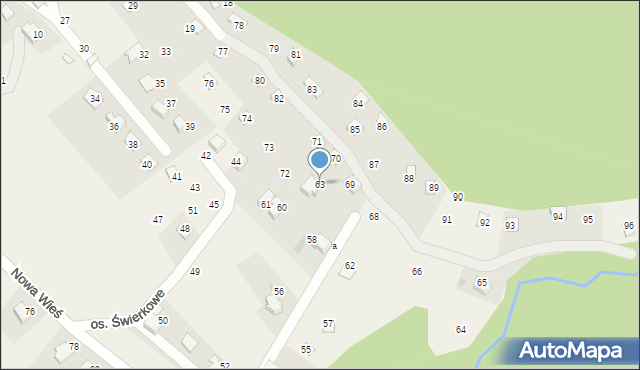 Targanice, Osiedle Świerkowe, 63, mapa Targanice