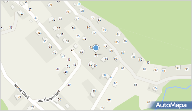 Targanice, Osiedle Świerkowe, 72, mapa Targanice