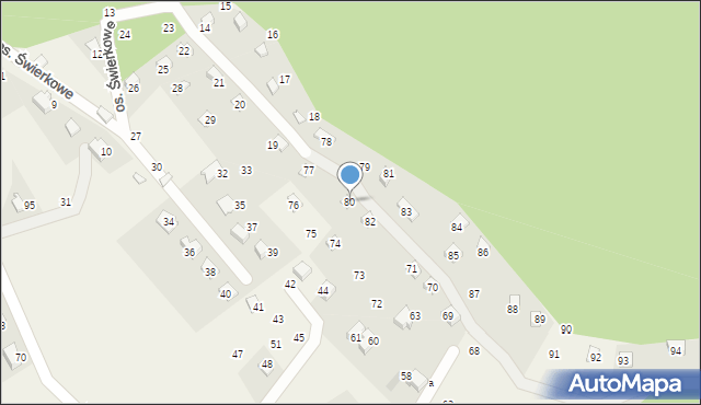 Targanice, Osiedle Świerkowe, 80, mapa Targanice