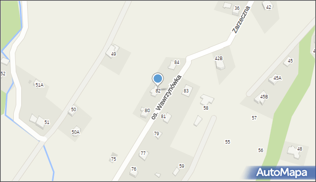 Targanice, Osiedle Wawrzynówka, 82, mapa Targanice