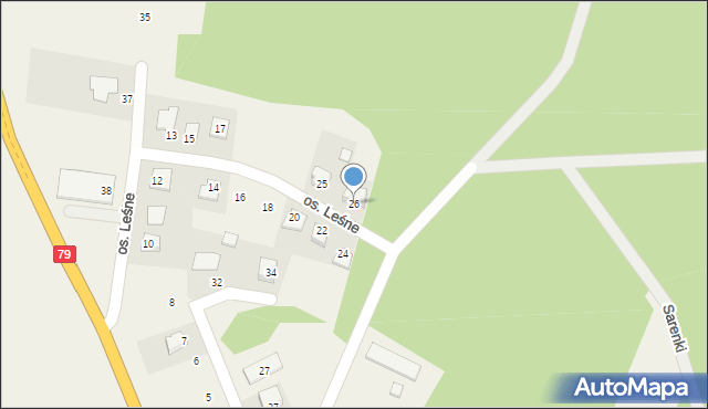 Tarłów, Osiedle Leśne, 26, mapa Tarłów