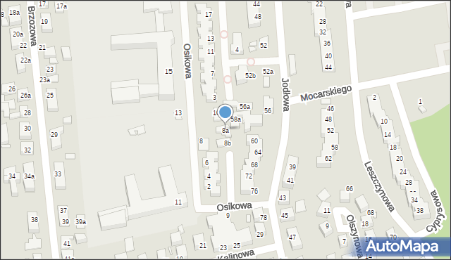 Toruń, Osikowa, 8a, mapa Torunia