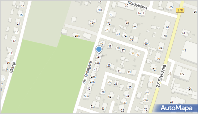 Trzcianka, Osiedle Grottgera Artura, 41, mapa Trzcianka