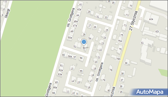 Trzcianka, Osiedle Grottgera Artura, 53, mapa Trzcianka