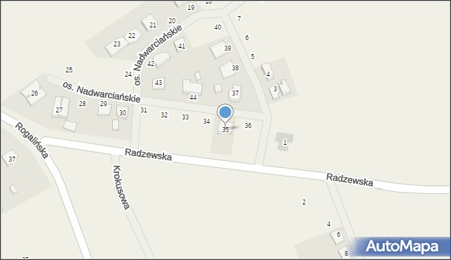 Trzykolne Młyny, Osiedle Nadwarciańskie, 35, mapa Trzykolne Młyny