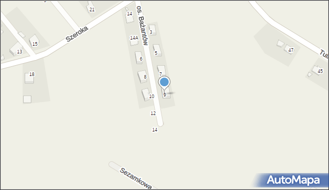 Tuliszów, Osiedle Bażantów, 9, mapa Tuliszów