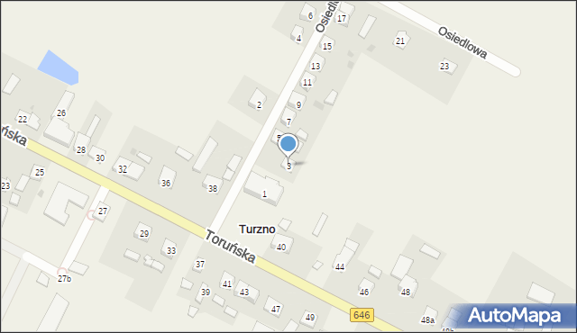 Turzno, Osiedlowa, 3, mapa Turzno