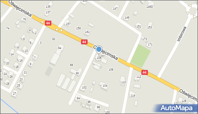 Tychy, Oświęcimska, 106, mapa Tychów