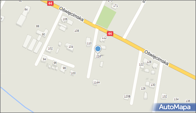 Tychy, Oświęcimska, 114, mapa Tychów