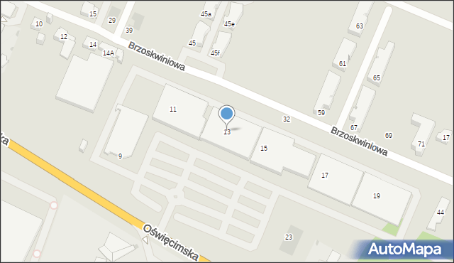 Tychy, Oświęcimska, 13, mapa Tychów