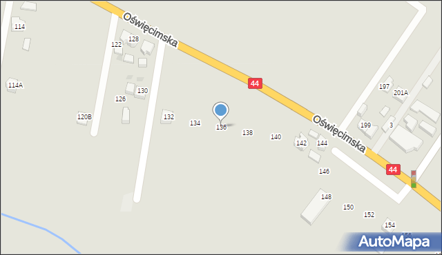 Tychy, Oświęcimska, 136, mapa Tychów