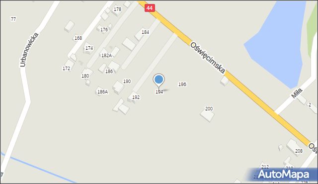 Tychy, Oświęcimska, 194, mapa Tychów