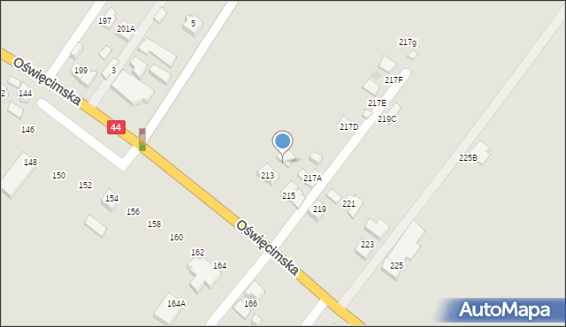 Tychy, Oświęcimska, 213a, mapa Tychów