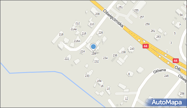 Tychy, Oświęcimska, 228, mapa Tychów