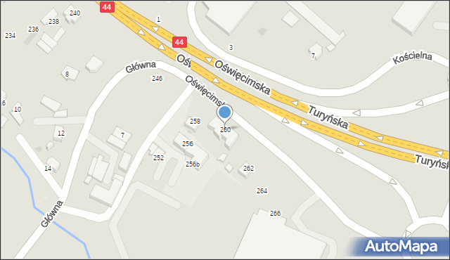 Tychy, Oświęcimska, 260, mapa Tychów