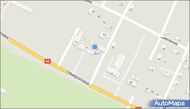 Tychy, Oświęcimska, 79, mapa Tychów