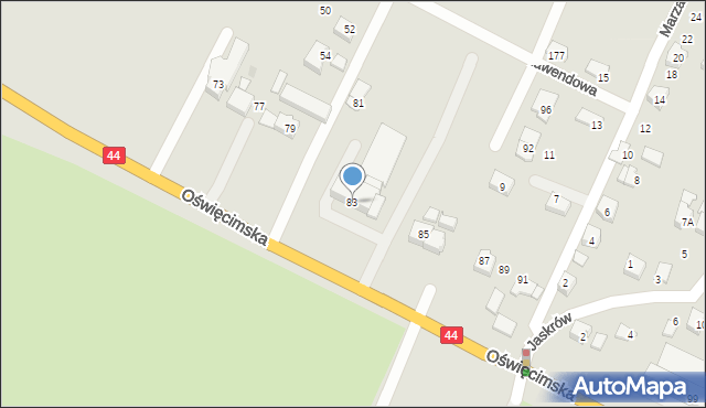 Tychy, Oświęcimska, 83, mapa Tychów