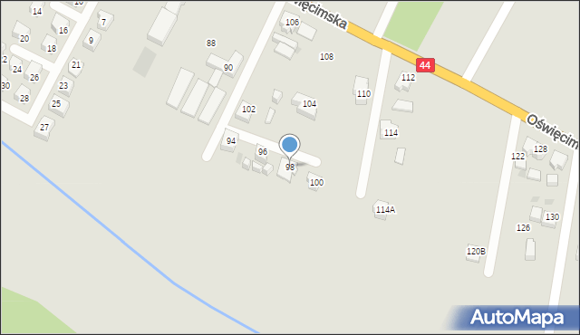 Tychy, Oświęcimska, 98, mapa Tychów