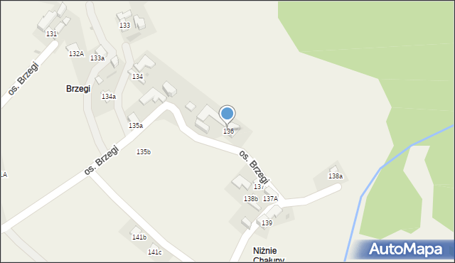 Tylmanowa, Osiedle Brzegi, 136, mapa Tylmanowa