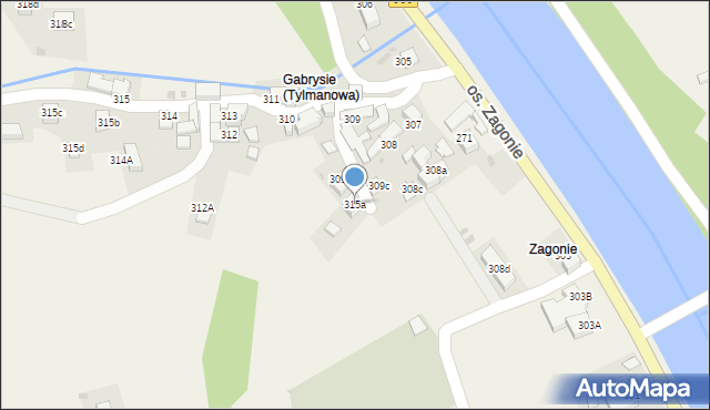 Tylmanowa, Osiedle Gabrysie, 315a, mapa Tylmanowa