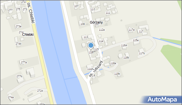 Tylmanowa, Osiedle Górzany, 116, mapa Tylmanowa