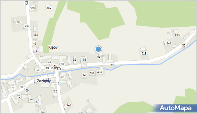 Tylmanowa, Osiedle Klępy, 54, mapa Tylmanowa