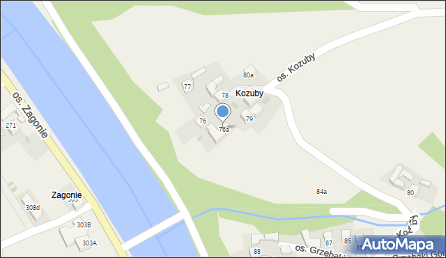 Tylmanowa, Osiedle Kozuby, 76a, mapa Tylmanowa