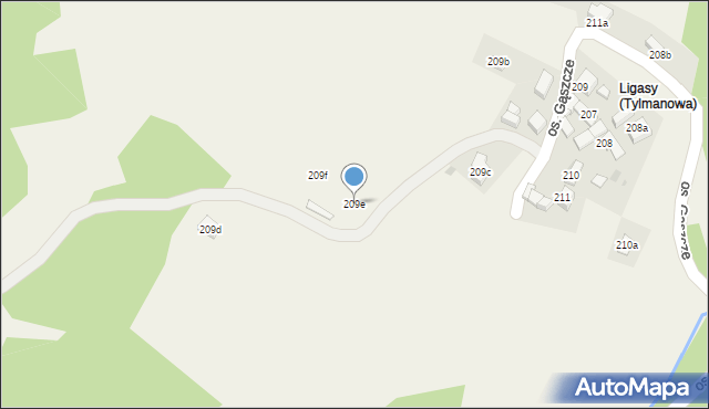 Tylmanowa, Osiedle Ligasy, 209e, mapa Tylmanowa
