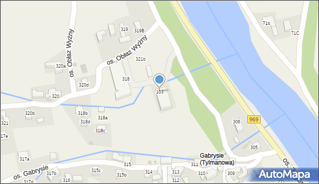 Tylmanowa, Osiedle Obłaz Wyżny, 103, mapa Tylmanowa
