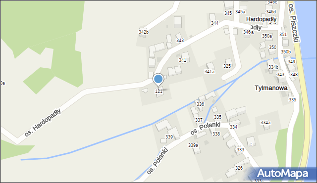 Tylmanowa, Osiedle Piszczki, 121, mapa Tylmanowa