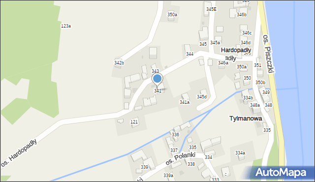 Tylmanowa, Osiedle Piszczki, 341, mapa Tylmanowa