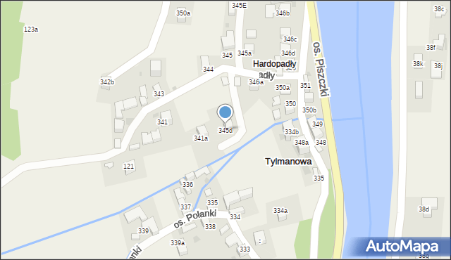 Tylmanowa, Osiedle Piszczki, 345d, mapa Tylmanowa