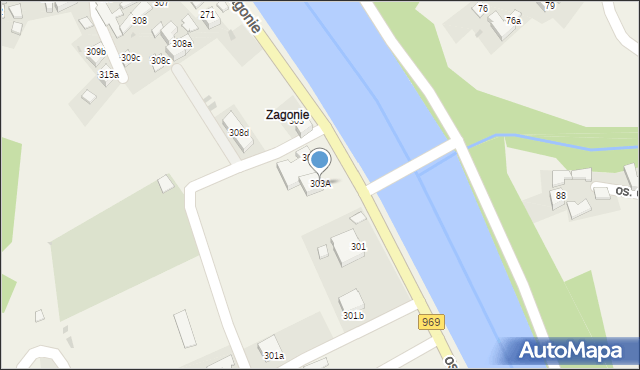 Tylmanowa, Osiedle Zagonie, 303A, mapa Tylmanowa