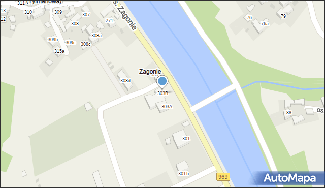 Tylmanowa, Osiedle Zagonie, 303B, mapa Tylmanowa