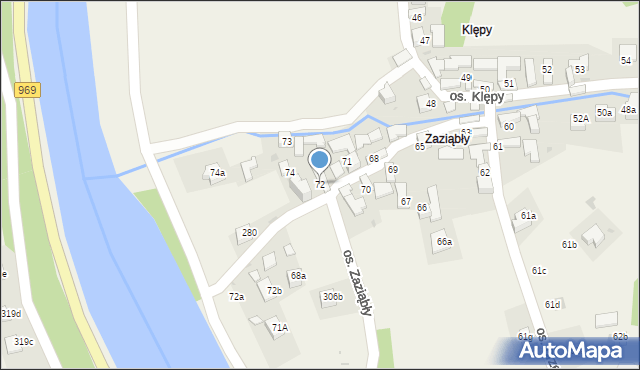 Tylmanowa, Osiedle Zaziąbły, 72, mapa Tylmanowa