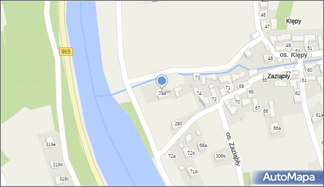 Tylmanowa, Osiedle Zaziąbły, 74a, mapa Tylmanowa