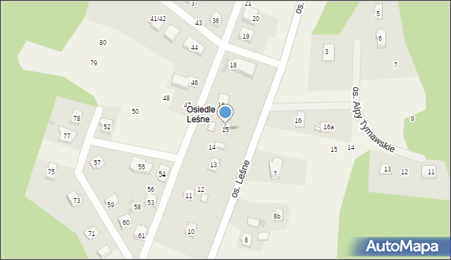 Tymawa, Osiedle Leśne, 15, mapa Tymawa
