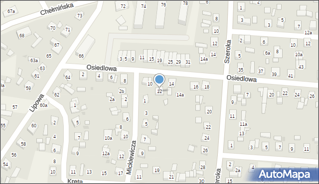 Unisław, Osiedlowa, 12, mapa Unisław