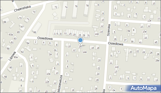 Unisław, Osiedlowa, 14, mapa Unisław