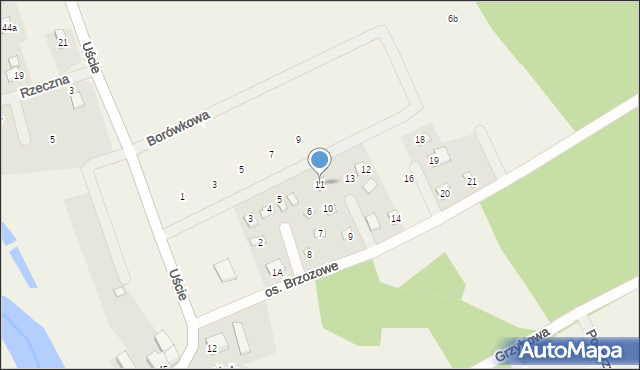 Uście, Osiedle Brzozowe, 11, mapa Uście