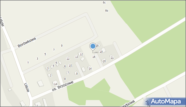 Uście, Osiedle Brzozowe, 17, mapa Uście