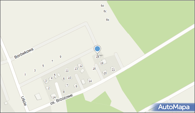 Uście, Osiedle Brzozowe, 18, mapa Uście
