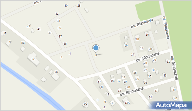 Uście, Osiedle Piaskowe, 9, mapa Uście