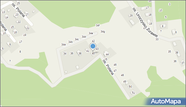 Uście, Osiedle Polana, 40, mapa Uście