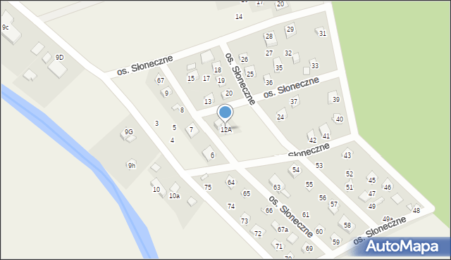 Uście, Osiedle Słoneczne, 12A, mapa Uście