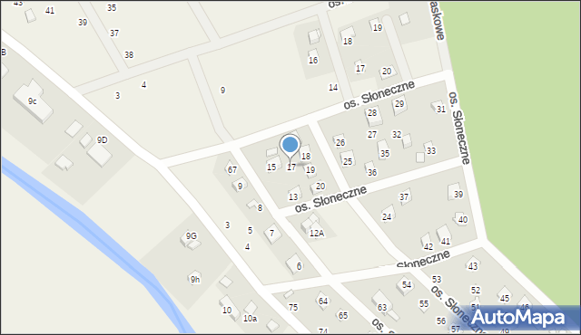 Uście, Osiedle Słoneczne, 17, mapa Uście