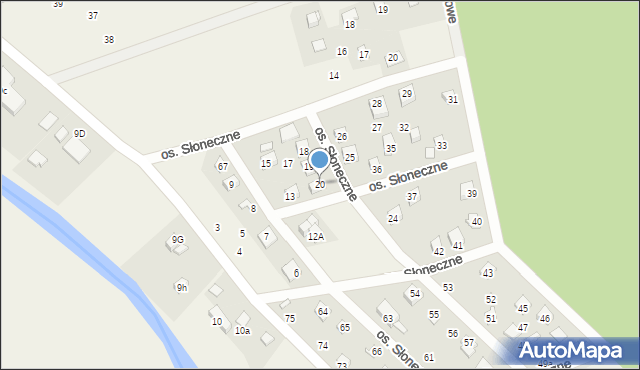 Uście, Osiedle Słoneczne, 20, mapa Uście