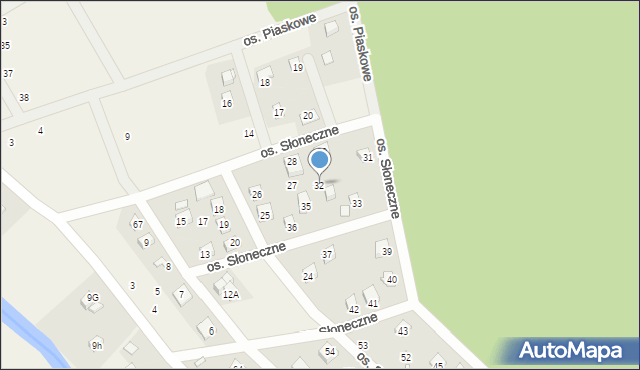 Uście, Osiedle Słoneczne, 32, mapa Uście